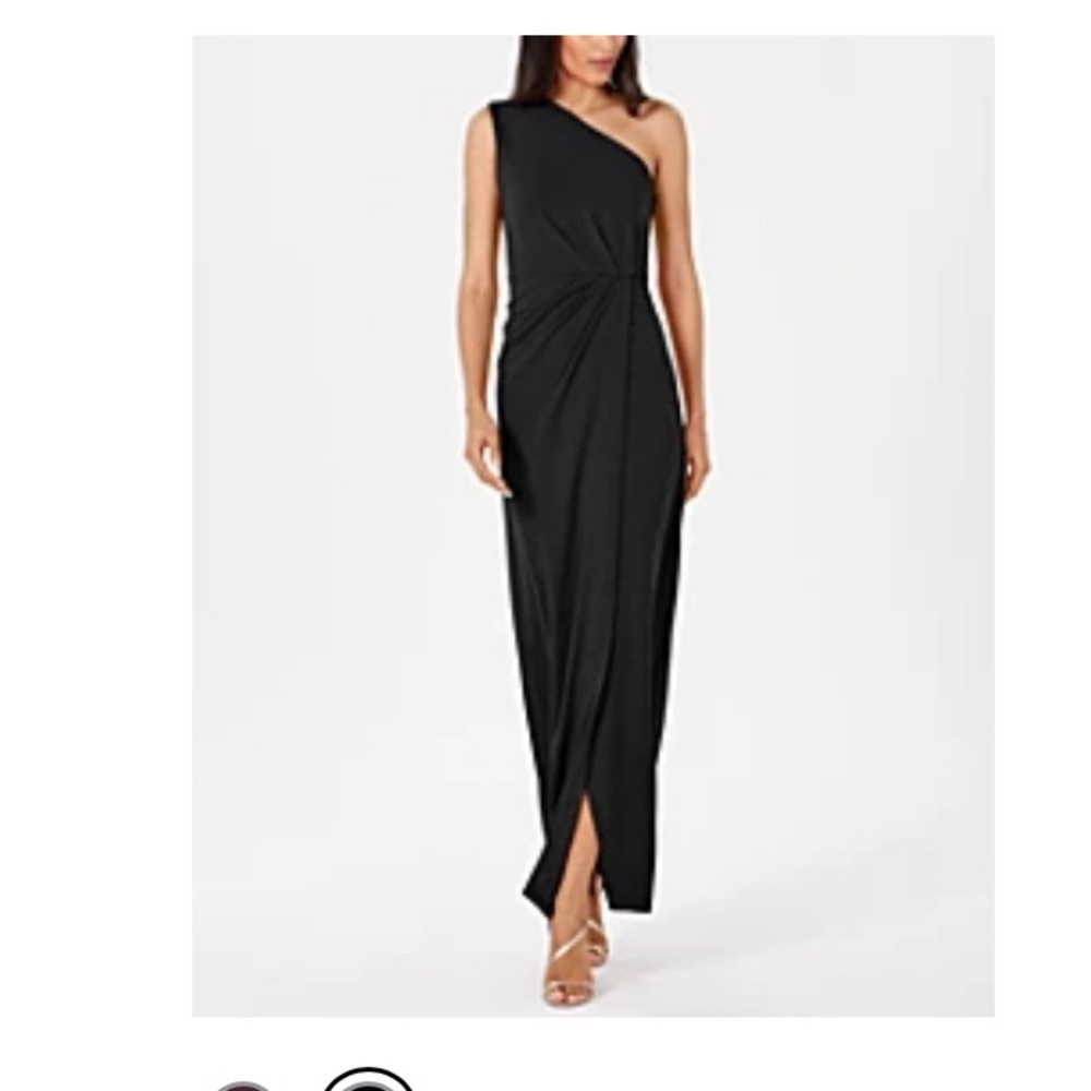 🔥 BRAND NEW Black Calvin Klein Draped One Shoulder Gown 🔥